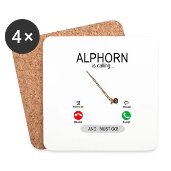 Alphorn is calling - Alpenmusik Alphornspieler - Untersetzer (4er-Set) - Weiß - Vorne