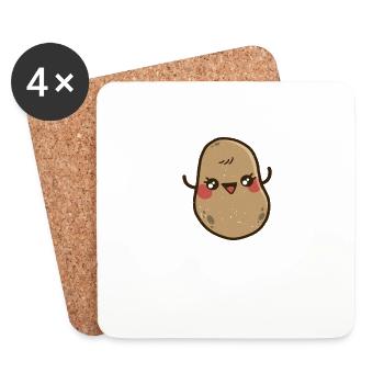 Je ressens du bonheur quand je mange une pomme de terre - Dessous de verre (lot de 4) - blanc - Devant