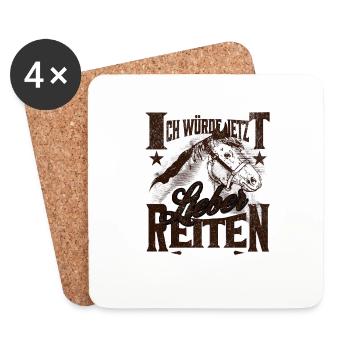 Pferde ich würde jetzt lieber Reiten Vintage - Untersetzer (4er-Set) - Weiß - Vorne