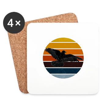Black Crow Raven Retro Sunset Gothic Bird Lover - Coasters (set of 4) - white - Front