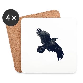 Retro Crow Flying Raven Distressed Flying Bird - Untersetzer (4er-Set) - Weiß - Vorne