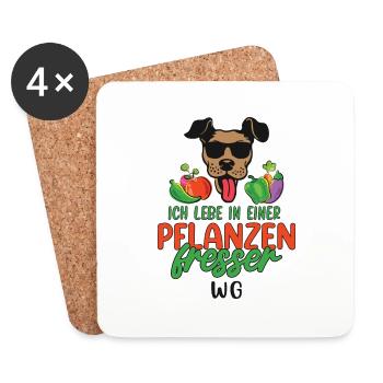Ich lebe in einer Pflanzenfresser-WG - Untersetzer (4er-Set) - Weiß - Vorne