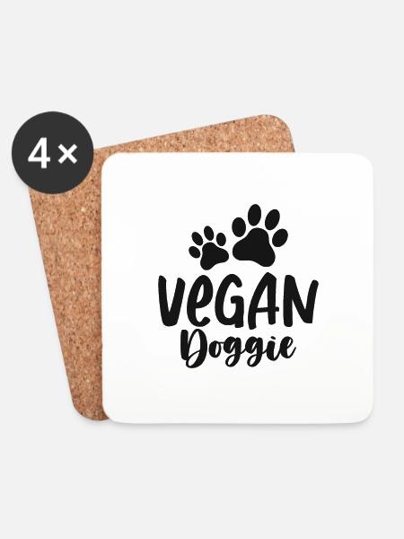 Vegan Doggie - Untersetzer (4er-Set) - Weiß