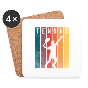 Joueur de tennis - Dessous de verre (lot de 4) - blanc - Devant