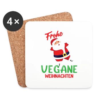 Frohe vegane Weihnachten - Untersetzer (4er-Set) - Weiß - Vorne