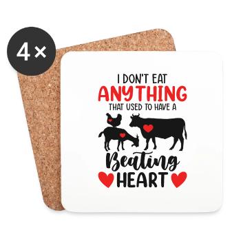 I Don't Eat What Used To Have A Beating Heart - Coasters (set of 4) - white - Front