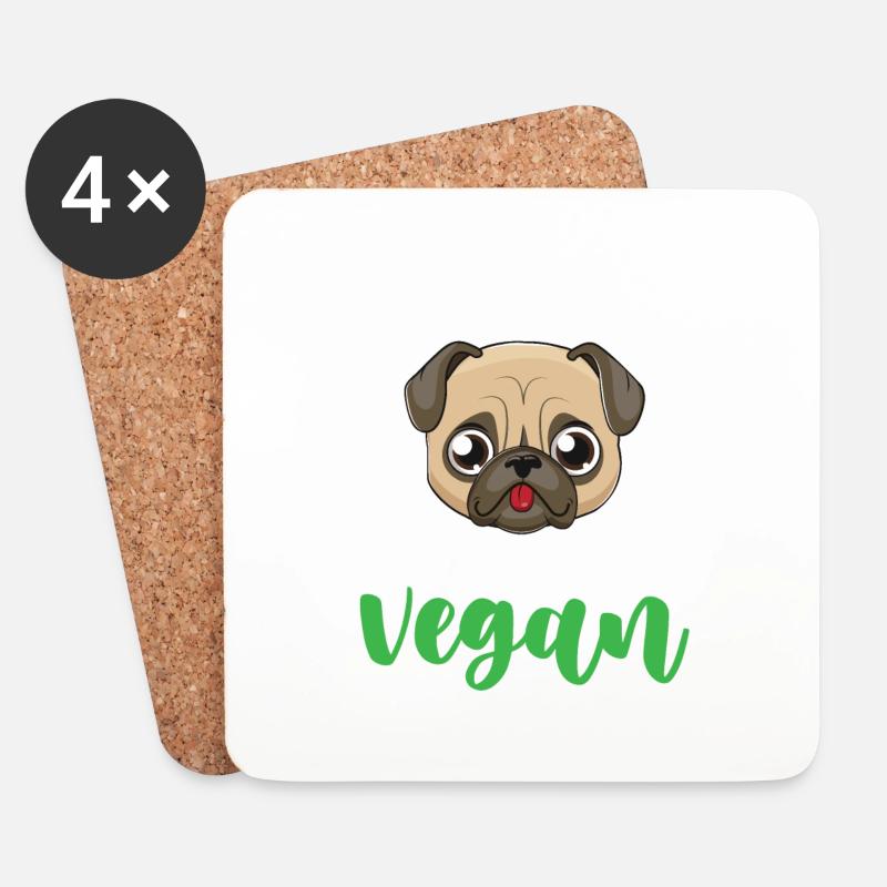 My Hooman And I Are Vegan - Untersetzer (4er-Set) - Weiß