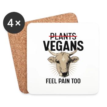 Plants Vegans Feel Pain Too - Coasters (set of 4) - white - Front