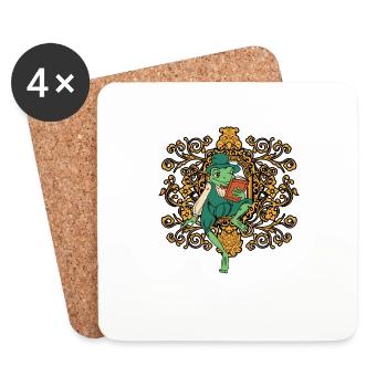 Élégante maison royale Prince Crapaud Grenouille Amphibien - Dessous de verre (lot de 4) - blanc - Devant