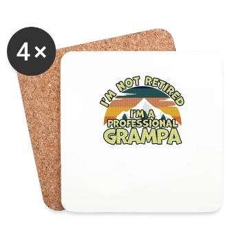 Lustig, ich bin nicht im Ruhestand, ich bin ein professioneller Grampa - Untersetzer (4er-Set) - Weiß - Vorne
