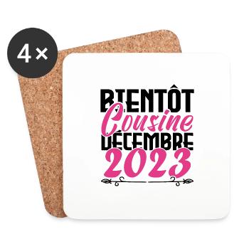 Annonce grossesse. bientôt Cousine Décembre 2023. - Dessous de verre (lot de 4) - blanc - Devant