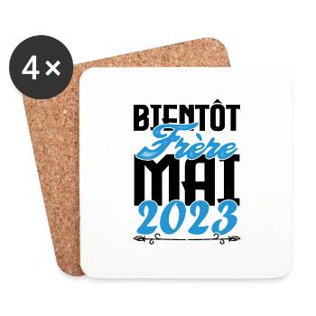 Cadeau Annonce grossesse. bientôt Frère Mai 2023. - Dessous de verre (lot de 4) - blanc - Devant
