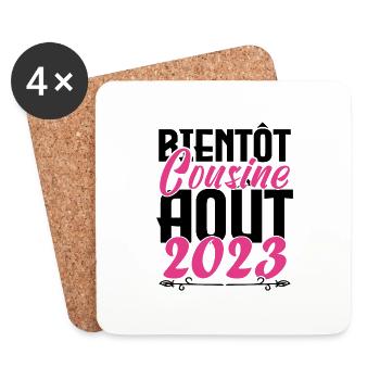 Cadeau Annonce grossesse bientôt Cousine Aout 2023 - Dessous de verre (lot de 4) - blanc - Devant