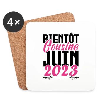 Cadeau Annonce grossesse bientôt Cousine Juin 2023 - Dessous de verre (lot de 4) - blanc - Devant