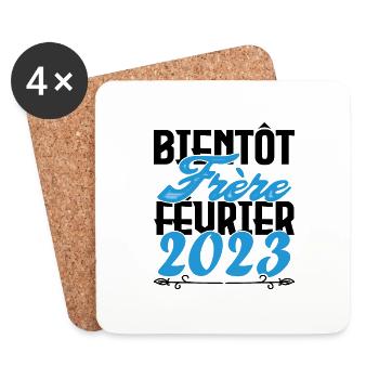 Annonce grossesse. bientôt Frère Février 2023. - Dessous de verre (lot de 4) - blanc - Devant