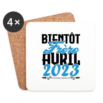 Cadeau Annonce grossesse bientôt Frère Avril 2023. - Dessous de verre (lot de 4) - blanc - Devant