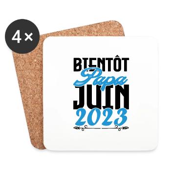 Cadeau Annonce grossesse. bientôt Papa Juin 2023. - Dessous de verre (lot de 4) - blanc - Devant