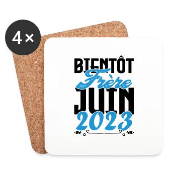 Cadeau Annonce grossesse. bientôt Frère Juin 2023. - Dessous de verre (lot de 4) - blanc - Devant