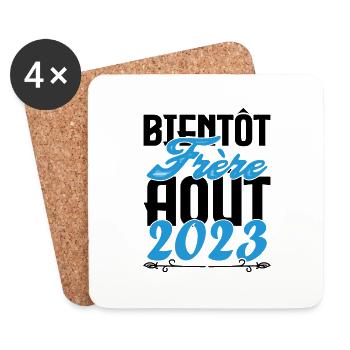 Cadeau Annonce grossesse. bientôt Frère Aout 2023. - Dessous de verre (lot de 4) - blanc - Devant