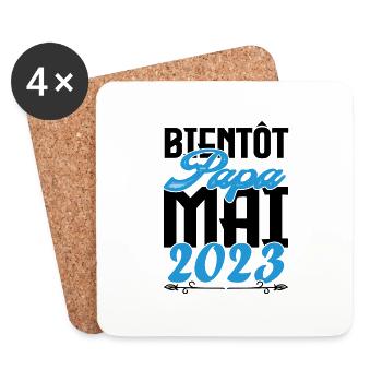 Cadeau Annonce grossesse. bientôt Papa Mai 2023. - Dessous de verre (lot de 4) - blanc - Devant