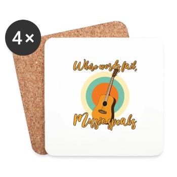 Lustiges Vintage Retro Akustikgitarren Motiv - Untersetzer (4er-Set) - Weiß - Vorne