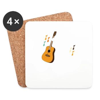 Lustiges Akustikgitarren Motiv für Gitarristen - Untersetzer (4er-Set) - Weiß - Vorne