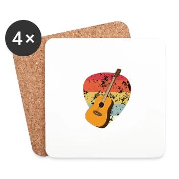 Vintage Retro Plektron Akustikgitarren Motiv - Untersetzer (4er-Set) - Weiß - Vorne