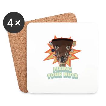 Lustiges Retro E-Gitarren Motiv Gitarristen Heavy - Untersetzer (4er-Set) - Weiß - Vorne