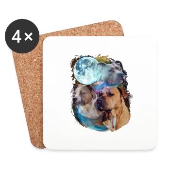 3 Moon Pitbull Dog Lover Cool Animal Pet Novelty - Dessous de verre (lot de 4) - blanc - Devant