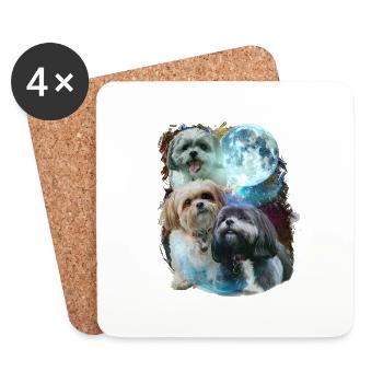 3 Moon Shih Tzu Dog Lover Cool Animal Pet Novelty - Dessous de verre (lot de 4) - blanc - Devant