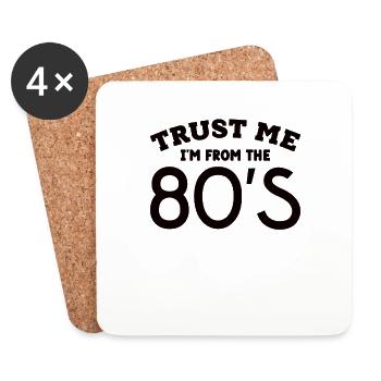 Né dans les années 80 cadeau d’anniversaire 1980s - Dessous de verre (lot de 4) - blanc - Devant