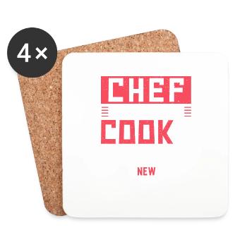 Küchenchef Spruch Geschenk Lustig Koch - Untersetzer (4er-Set) - Weiß - Vorne