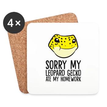 Désolé mon gecko léopard a mangé mes devoirs - Dessous de verre (lot de 4) - blanc - Devant
