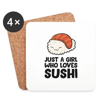 Japanese Food Kawaii Sushi Just a Girl Who Loves - Coasters (set of 4) - white - Front
