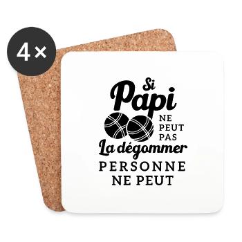 Si papi ne peut pas la dégommer personne ne peut - Dessous de verre (lot de 4) - blanc - Devant