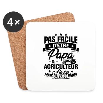 Pas facile d'être papa et agriculteur - Dessous de verre (lot de 4) - blanc - Devant