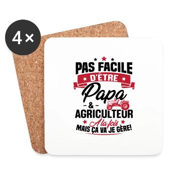 Pas facile d'être papa et agriculteur - Dessous de verre (lot de 4) - blanc - Devant