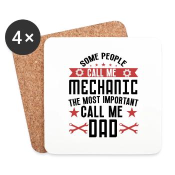 Some people call me mechanic dad gift car mechanic - Dessous de verre (lot de 4) - blanc - Devant