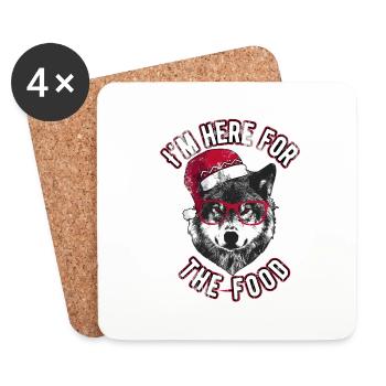 Je suis ici pour la nourriture - Grumpy Christmas Wolf - Dessous de verre (lot de 4) - blanc - Devant