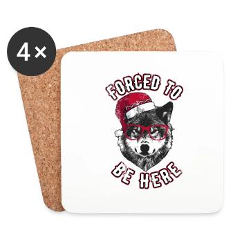 Gezwungen, hier zu sein - Grumpy Christmas Wolf - Untersetzer (4er-Set) - Weiß - Vorne