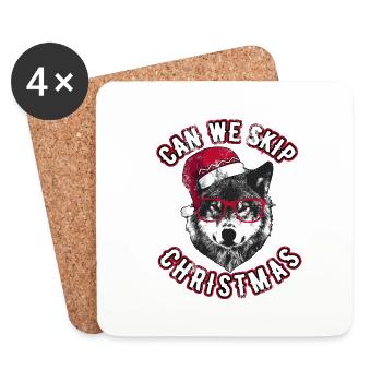 Can we skip christmas - Grumpy Christmas Wolf - Coasters (set of 4) - white - Front