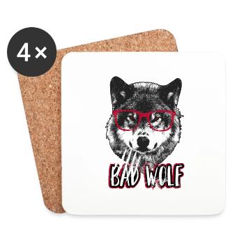 Bad wolf - Grumpy Christmas Wolf - Coasters (set of 4) - white - Front
