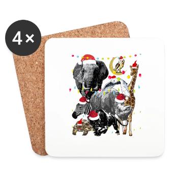 Dschungeltiere - Weihnachtsthema - Untersetzer (4er-Set) - Weiß - Vorne