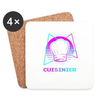 Retro Cuisinier Chef Cuisine - Dessous de verre (lot de 4) - blanc - Devant