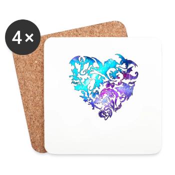 Cœur de dragon - Dessous de verre (lot de 4) - blanc - Devant