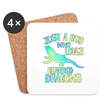Just a boy who loves Bearded dragons - Coasters (set of 4) - white - Front