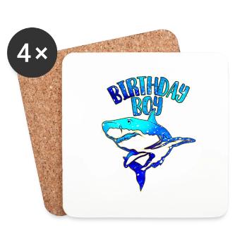 Birthday Boy - Shark Theme - Coasters (set of 4) - white - Front