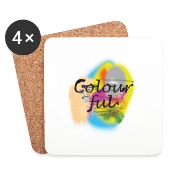 bunte Farben - Untersetzer (4er-Set) - Weiß - Vorne