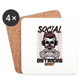Social distancing expert gaming design - Coasters (set of 4) - white - Front