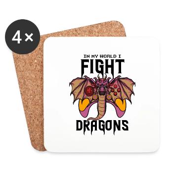 In my world I fight - Coasters (set of 4) - white - Front